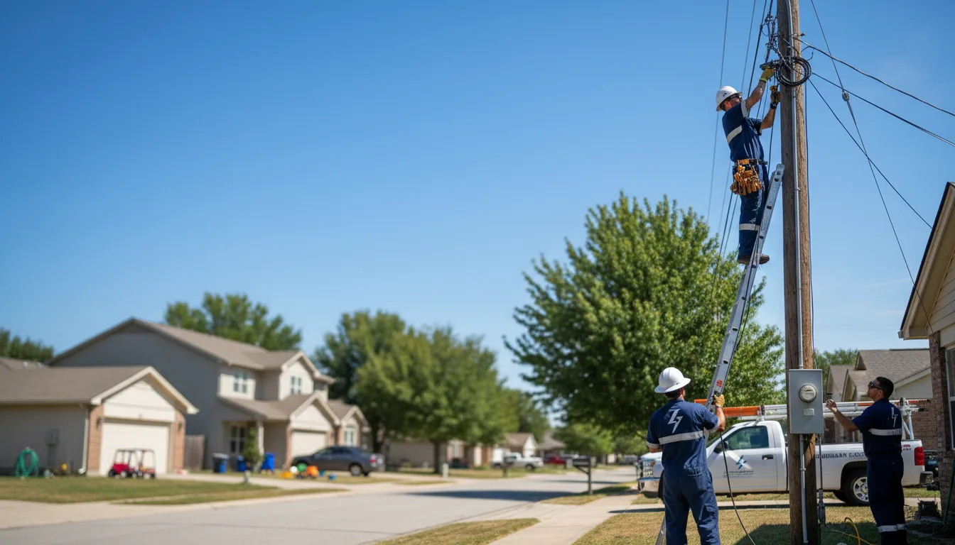 Residential electrician providing installation services in Hye, TX